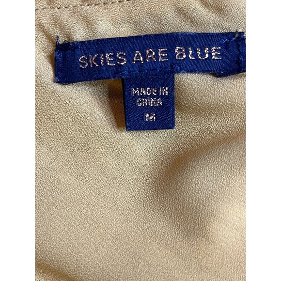 Skies Areโ Blue Mustard Yellow Eyelet Romper M Boho Flutter Sleeve Summer Cute - Picture 14 of 15